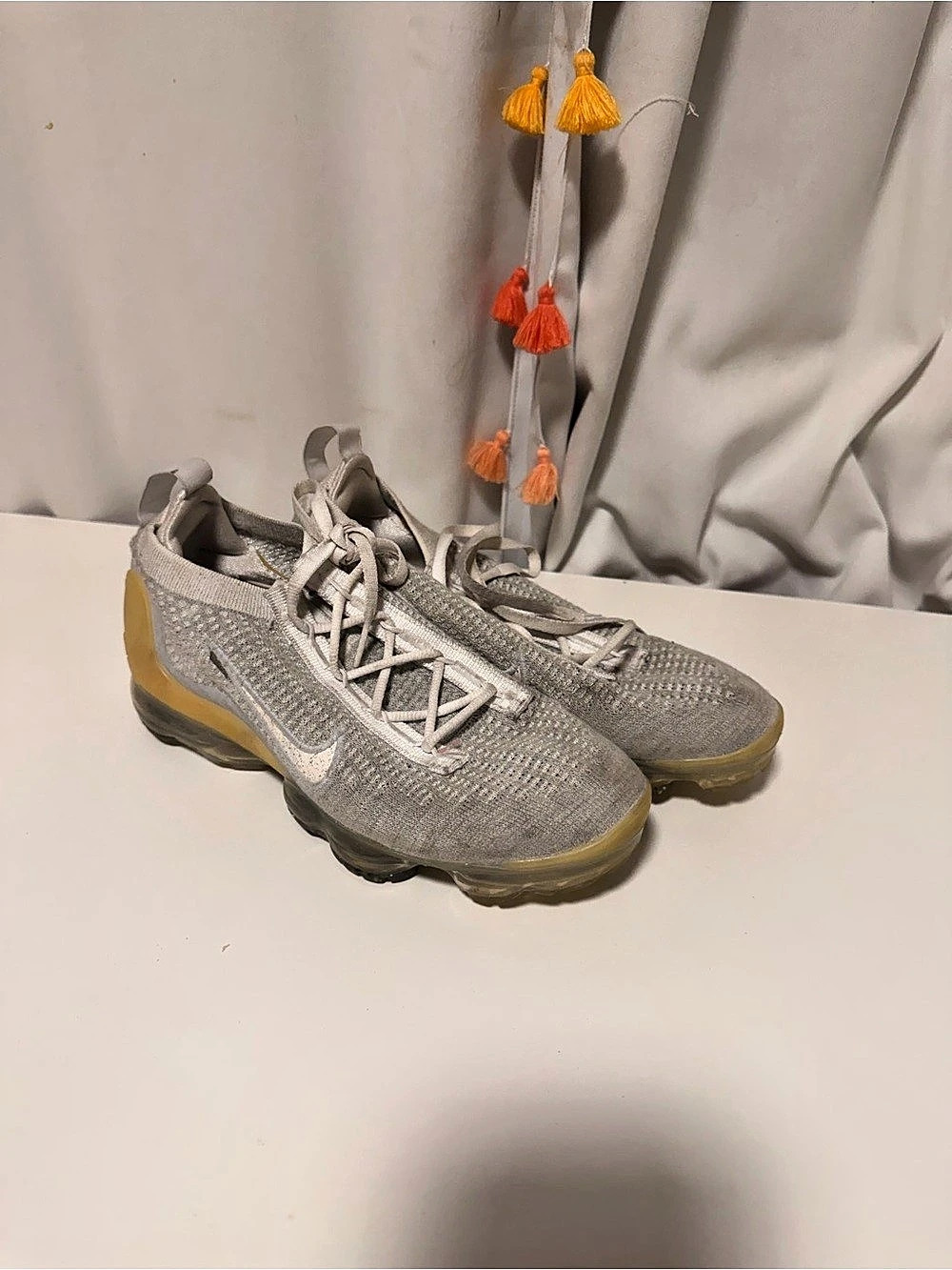 Nike Air VaporMax 2023 Flyknit Women's Gray & Yellow Sneakers
